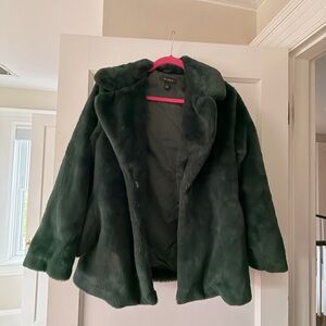 Halogen Dark Green Faux Fur Coat